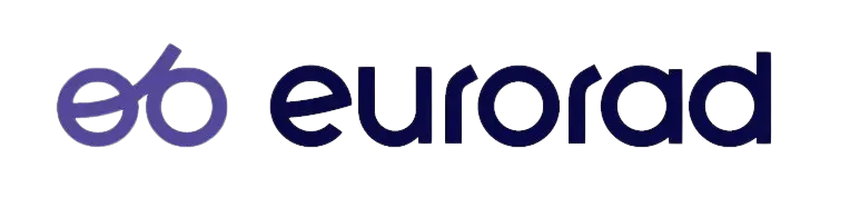 Logo von Eurorad mit einem stilisierten kleinen e und r in lila, gefolgt von dem Wort eurorad in dunkelblauen Kleinbuchstaben.